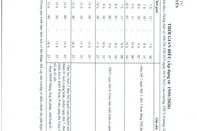 Thời gian biểu (Áp dụng từ 19/01/2026)