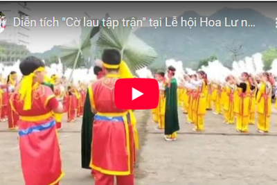 Tiết mục diễn tích “Cờ lau tập trận” tại Lễ hội Hoa Lư năm 2024